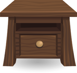 wooden bedside table